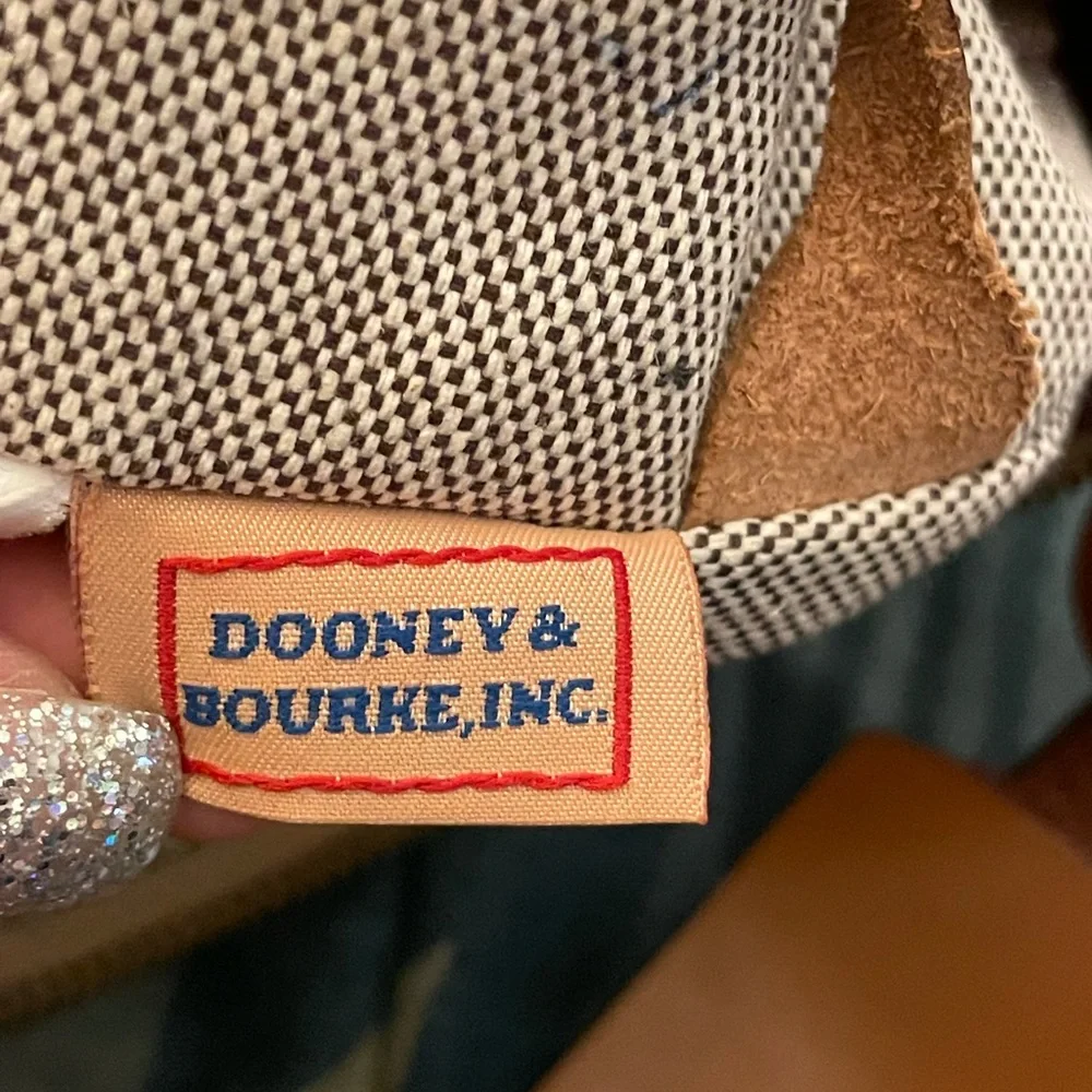Dooney and Bourke Luisa Monogram Canvas and Leather Trim Hobo Bag in Tan